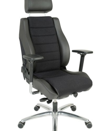 Bürostuhl Modesto 24/7 XL Leder schwarz mit 4D-Armlehnen